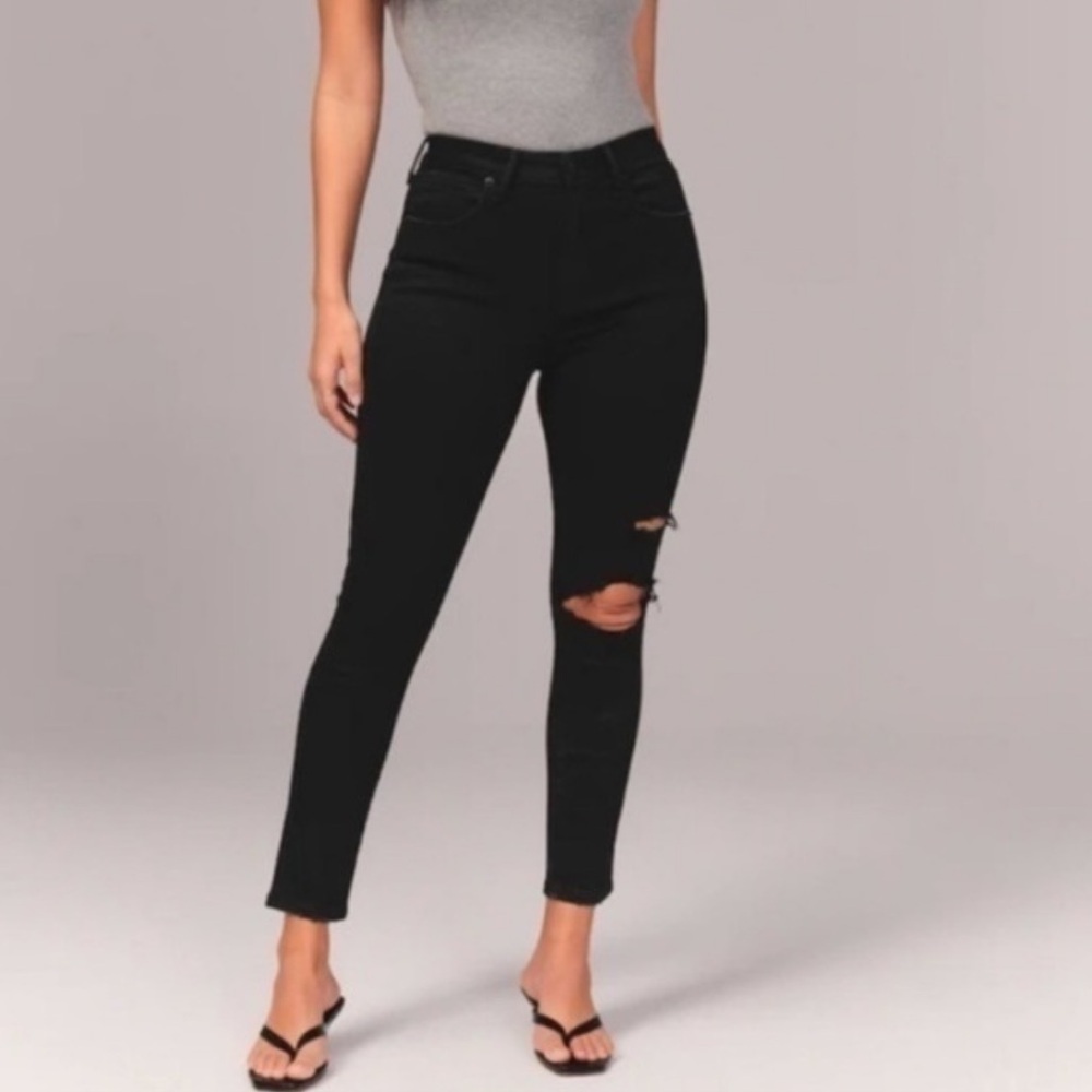 Abercrombie & Fitch Black Curve Love High Rise Super Skinny Ankle Jeans 25 Short